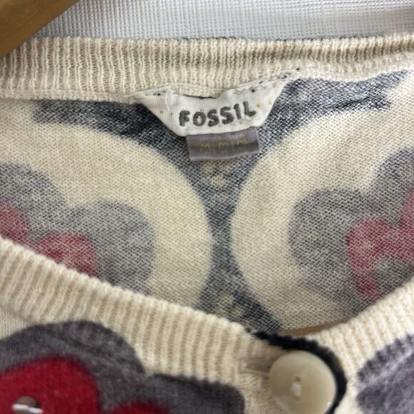 Fossil Y2K Women's Cardigan Bold Print w/Sequins Size M Pink Black Gray - Picture 5 of 5